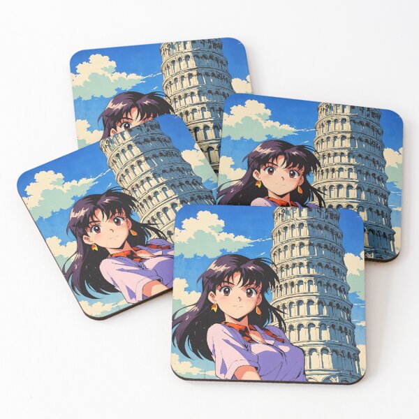 Item preview, Tower of Pisa Italy Retro Anime Girl 80s Vintage Travel designed and sold by Retro-Anime9.