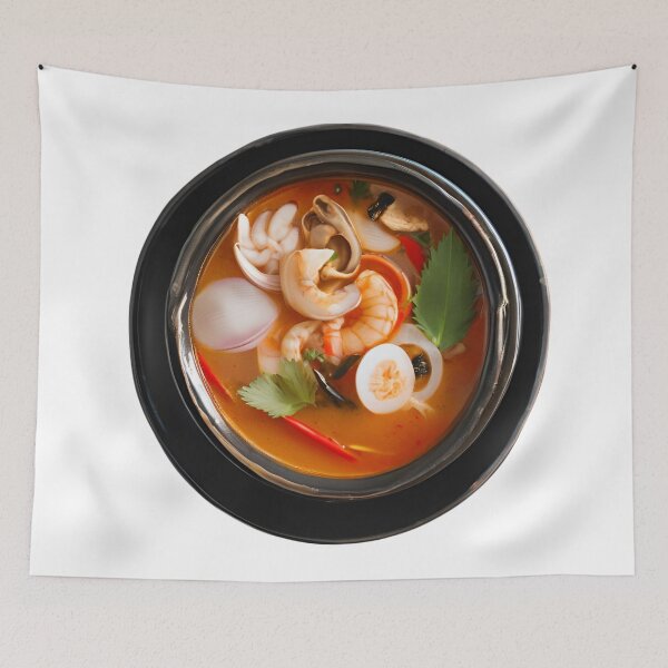 Item preview, A bowl of soup with shrimp, mushrooms, and egg designed and sold by PWDigitalArt.
