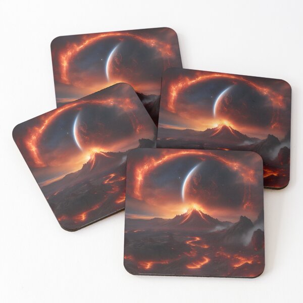 Item preview, Planet Ablaze Above a Volcanic Landscape - Molten Realms Collection designed and sold by SpacePrintss.
