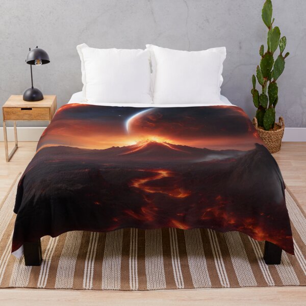 Item preview, Planet Ablaze Above a Volcanic Landscape - Molten Realms Collection designed and sold by SpacePrintss.