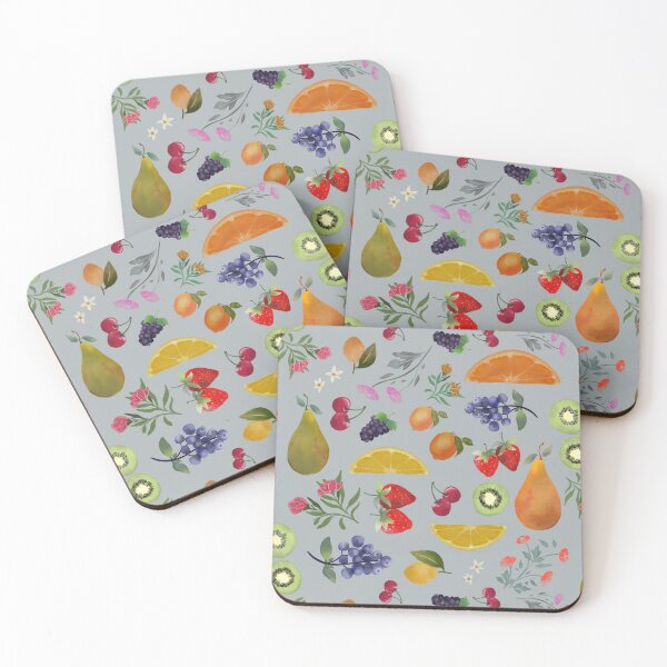 Item preview, Juicy fruit - colorful tropical fruit - grapes strawberries pears on grey designed and sold by ahahdodo.