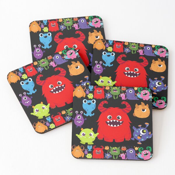 Item preview, Cute Little Monsters Party Red designed and sold by LaartStudio.