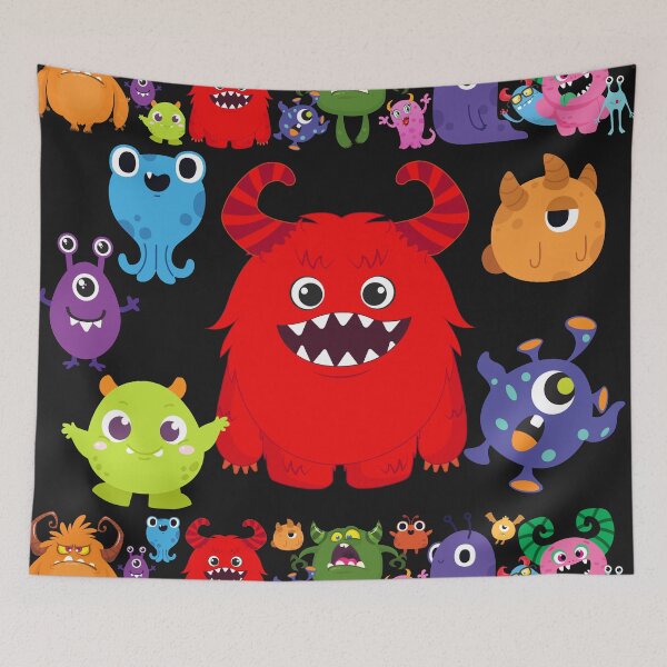 Item preview, Cute Little Monsters Party Red designed and sold by LaartStudio.