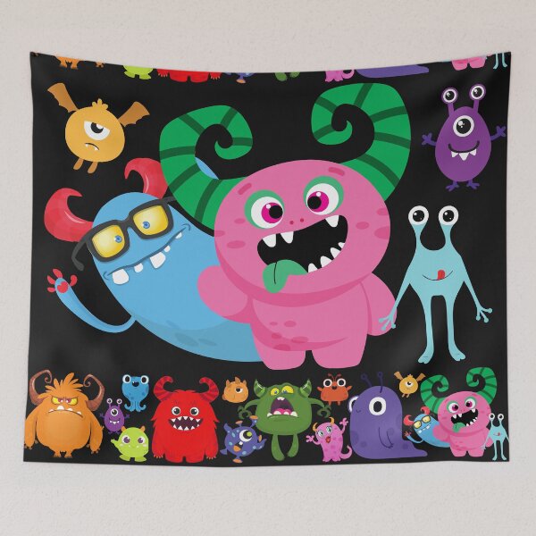 Item preview, Cute Little Monsters Party Pink designed and sold by LaartStudio.