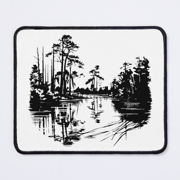Item preview, Caddo Lake Bald Cypress Tree Water Pond Swamp Grove Moss Scene designed and sold by inkoutninja.