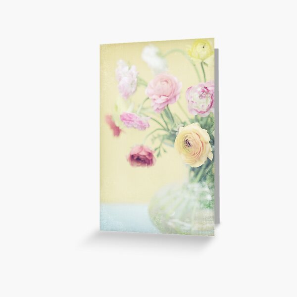 Ranunculas on Yellow Greeting Card