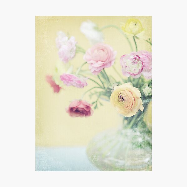 Ranunculas on Yellow Photographic Print