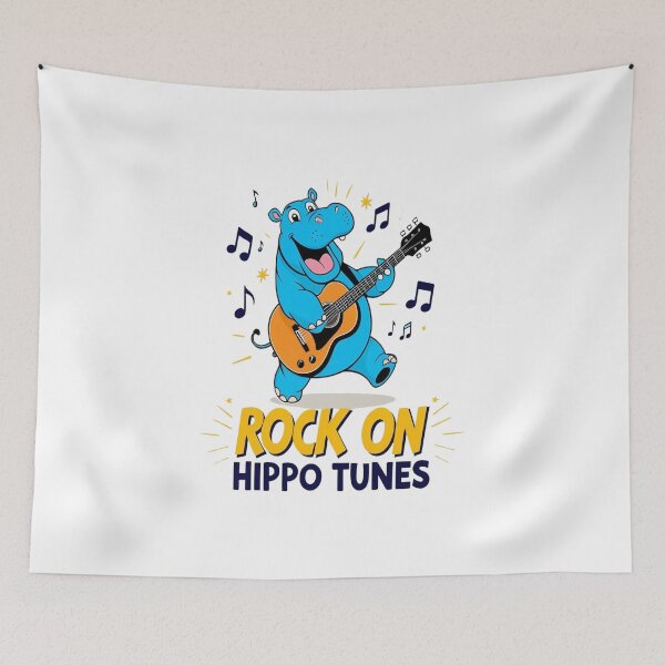 Artikelvorschau, Rock On Hippo Tunes - Cooles Cartoon-Nilpferd spielt Gitarre entworfen und verkauft von ibobo4656.