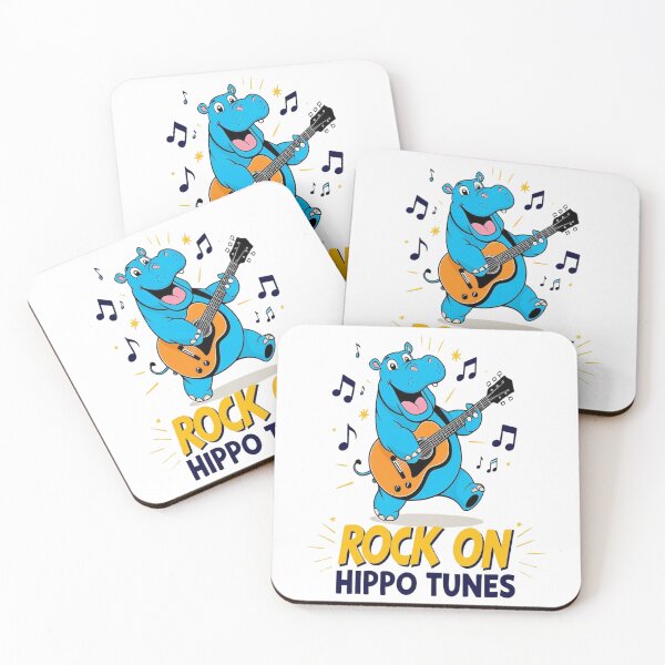 Artikelvorschau, Rock On Hippo Tunes - Cooles Cartoon-Nilpferd spielt Gitarre entworfen und verkauft von ibobo4656.
