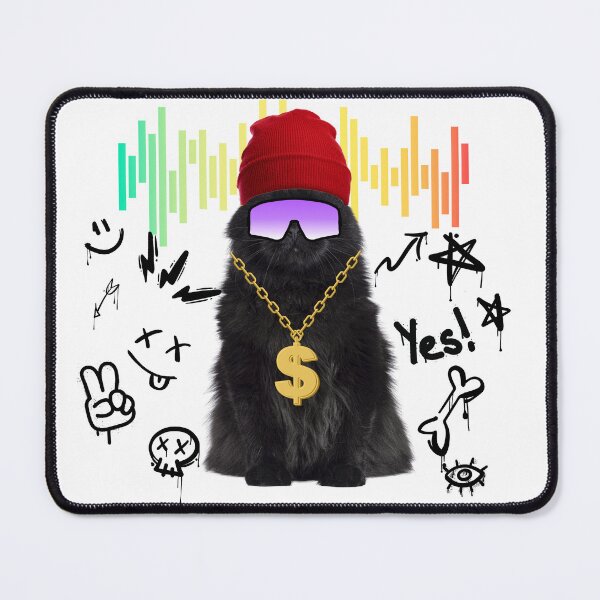 Item preview, Hip-Hop Black Cat with Swag designed and sold by Playful Strokes pom@pom.