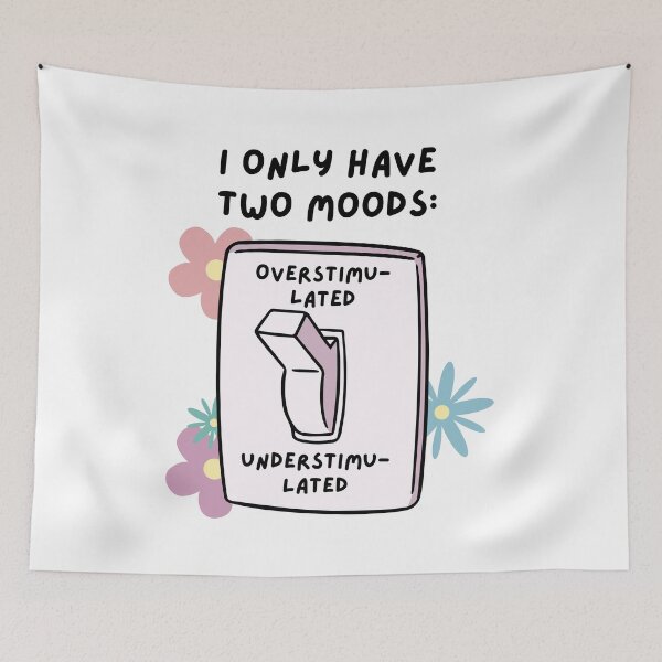 Item preview,  Relatable audhd/ adhd/ autism quote: overstimulated vs understimulated. Feminine flower design designed and sold by NeurodiverseTea.