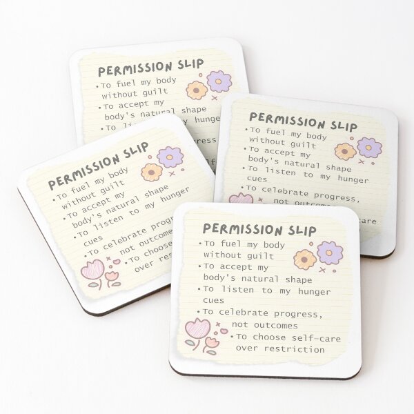Item preview, Anorexia / eating disorder recovery permission slip | Positive affirmations | Mental health quotes designed and sold by NeurodiverseTea.