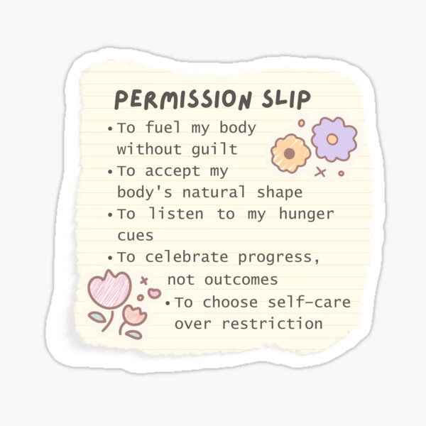 Item preview, Anorexia / eating disorder recovery permission slip | Positive affirmations | Mental health quotes designed and sold by NeurodiverseTea.