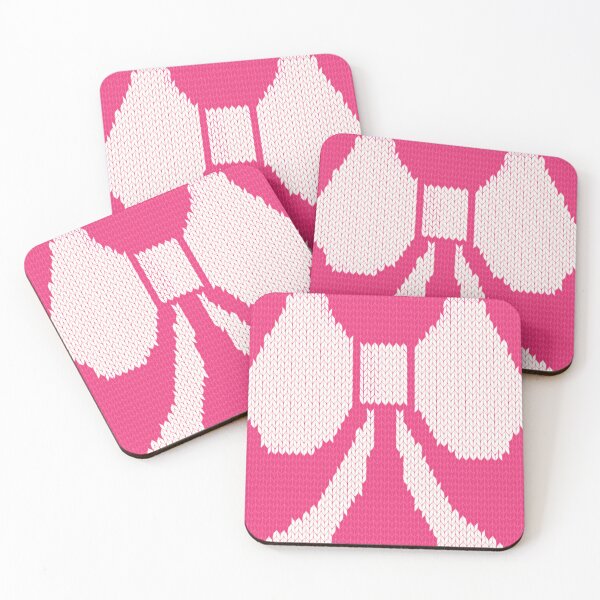 Item preview, Knit White Bow on Pink Background Hand Drawn designed and sold by Victoria Rose.