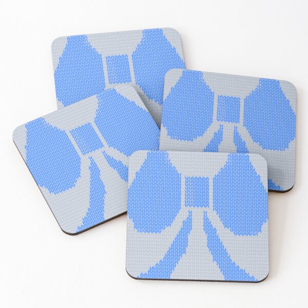 Item preview, Knit Blue Bow on Blue Background Hand Drawn designed and sold by Victoria Rose.