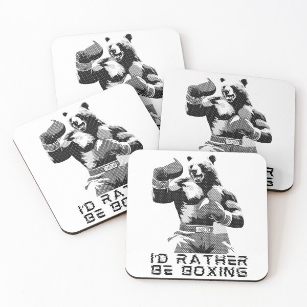 Item preview, I'D Rather Be Boxing Bear Halftone designed and sold by TrueArtsStore.