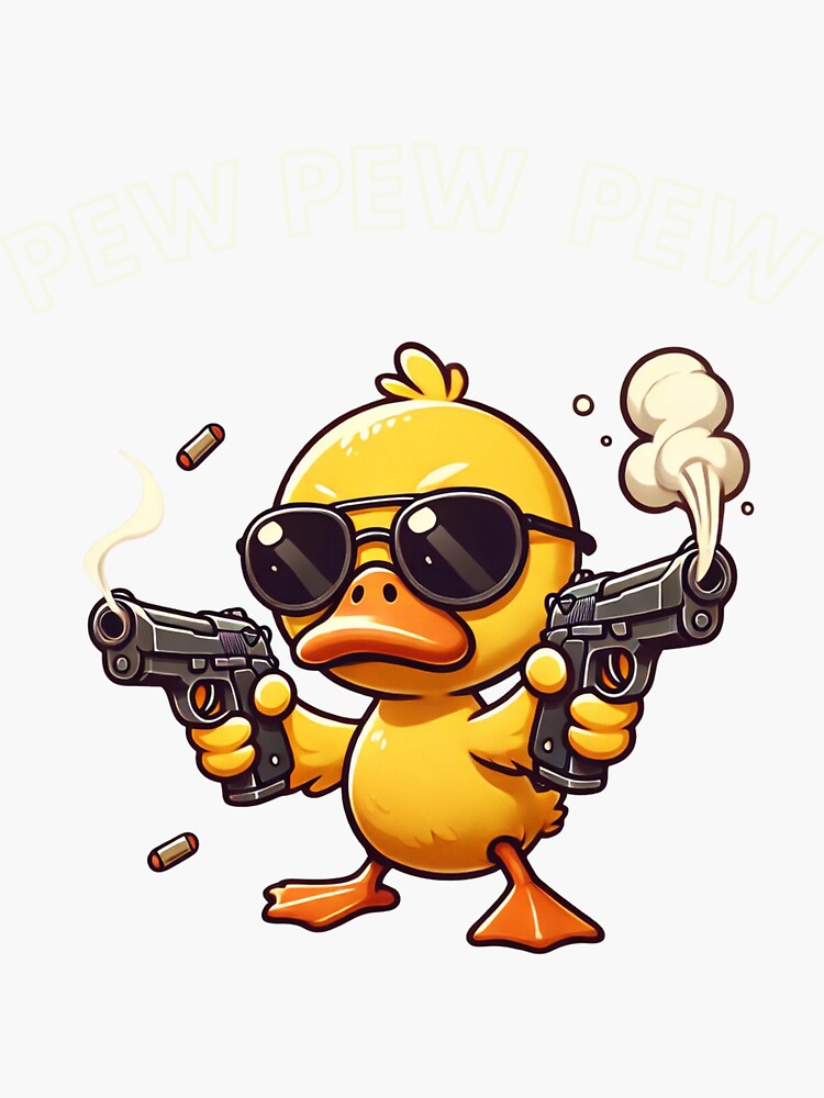 Imagen 3 de 3, Pegatina con la obra Pew Pew Pew Pato, diseñada y vendida por RicooArt.