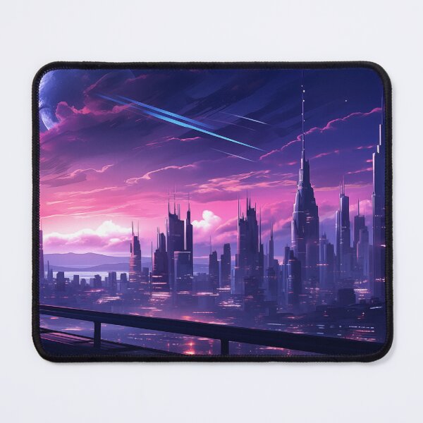 Item preview, Futuristic Cyberpunk Skyline at Dusk designed and sold by GreenInkXpress.