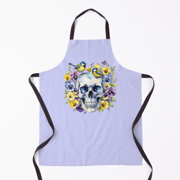 Item preview, Skull with blue tit floral pansies  designed and sold by MoonMonkeyNbear.
