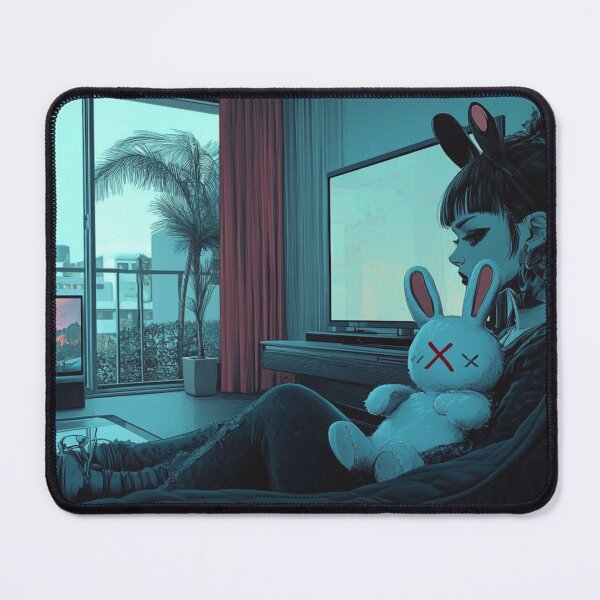 Item preview, Modern Goth woman holding a stuffed rabbit designed and sold by SMARTKIT DESIGNAGENCY.