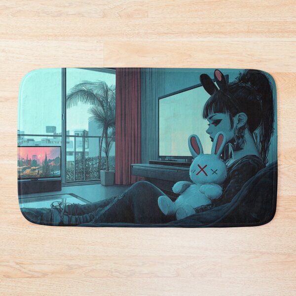 Item preview, Modern Goth woman holding a stuffed rabbit designed and sold by SMARTKIT  DESIGNAGENCY.