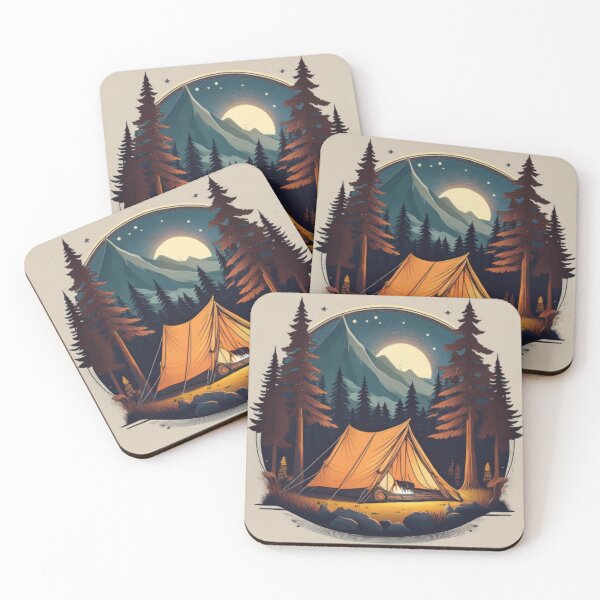 Item preview, Tranquil Night Camping Scene with Tent and Moonlight designed and sold by RaiyaTees.