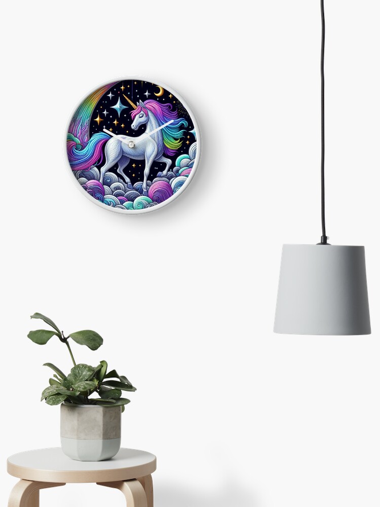 Thumbnail 1 of 4, Clock, Magical Rainbow Unicorn: Dreams Come True designed and sold by mi33x.