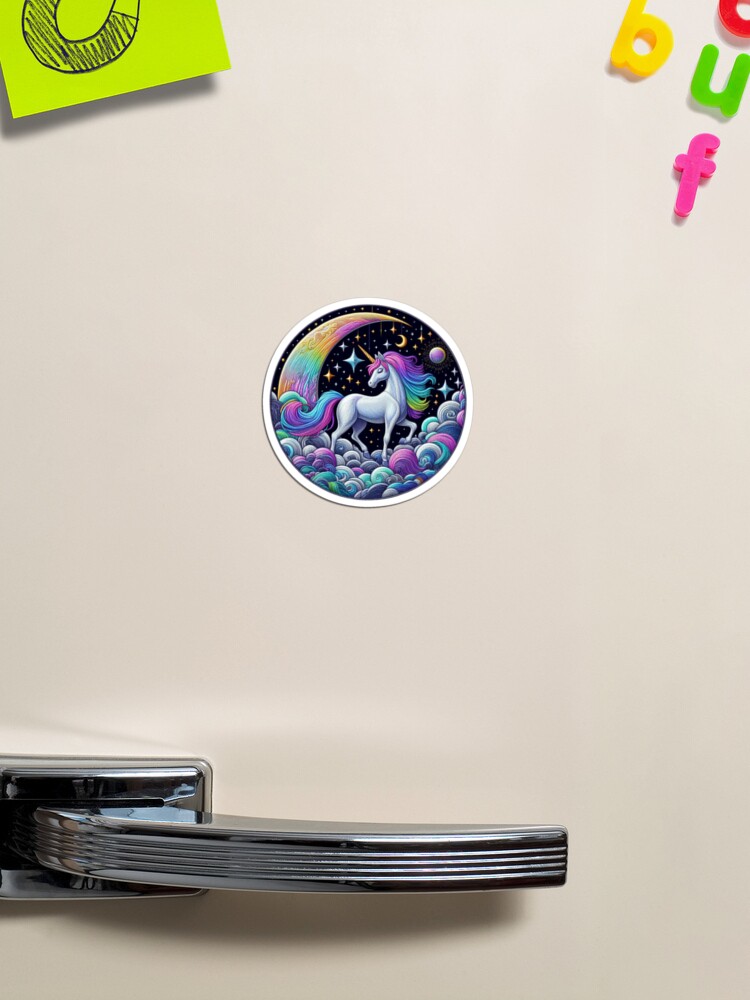 Thumbnail 1 of 3, Magnet, Magical Rainbow Unicorn: Dreams Come True designed and sold by mi33x.