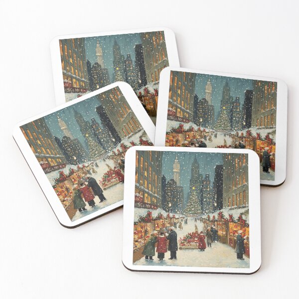 Item preview, Festive Christmas Market Painting Cozy Stalls Decorated City designed and sold by The Art of Kkatarynka.