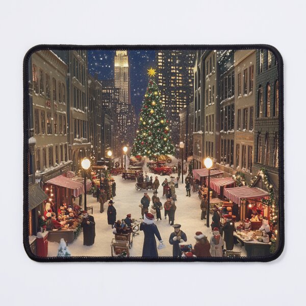 Item preview, Festive Christmas Market Painting Cozy Stalls Decorated City designed and sold by The Art of Kkatarynka.