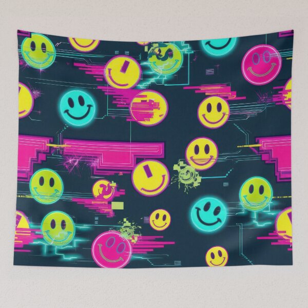 Item preview, Smiling Smiley pattern 90s arcade designed and sold by Expressions-Sel.