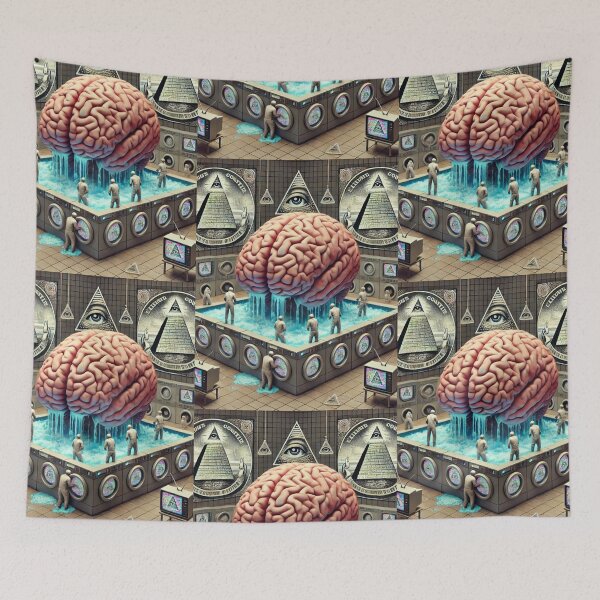 Item preview, Consciousness Art, Surreal Mind Control - Illuminati Brainwashing Scene, Dystopian Art Print designed and sold by Iiamspecial1.