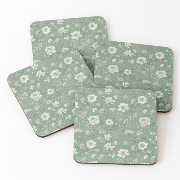 Item preview, Sage Green Floral Rose and Daisy Pattern designed and sold by Wildflowerfae.