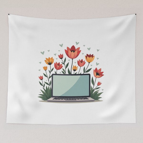 Item preview, Flowers Growing From Laptop Sticker designed and sold by ArtQueen777.