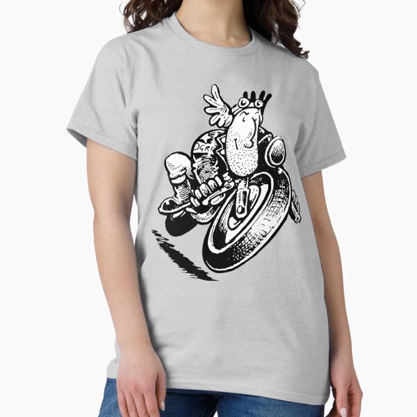 Vista previa del artículo con la obra «Cómic clásico de motociclistas Ogri Flying Lap», diseñado y vendido por Chilled Peak.