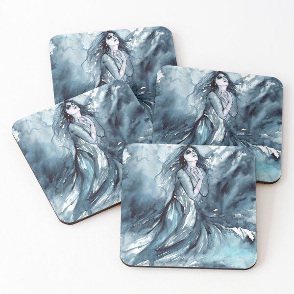 Item preview, Bruja del mar - Pintura de acuarela de una mujer en el océano designed and sold by Tiffany Toland-Scott.