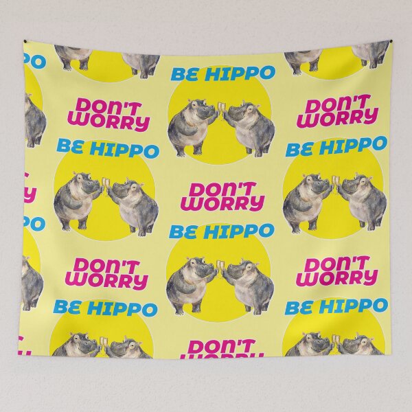 Item preview, funny meme with happy hippos designed and sold by Mauswohn.