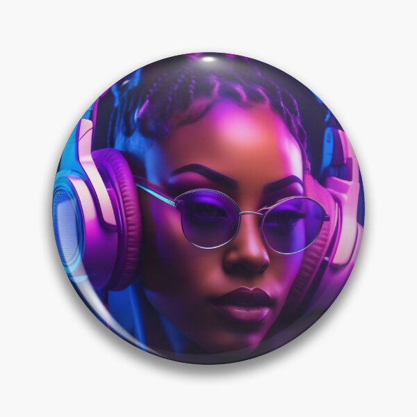 Item preview, Black woman listening to music on headphones designed and sold by Cookbeat.