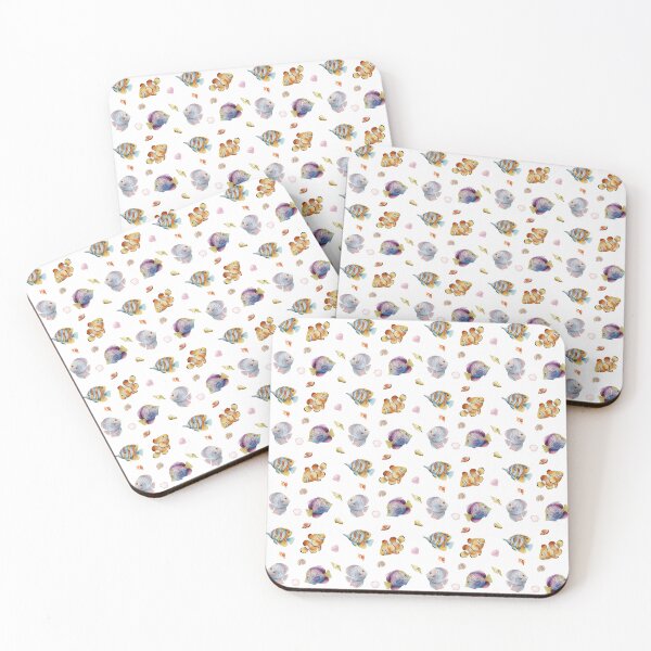 Item preview, sea ​​pattern, sea, ocean, fish, shells, underwater world, coral reefs, red sea, sea fish, pattern, aesthetics, design, watercolor designed and sold by Tetiana Pohurska.