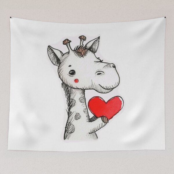Item preview, Cute Giraffe Baby with Red Heart designed and sold by KawaiiArtStyle.