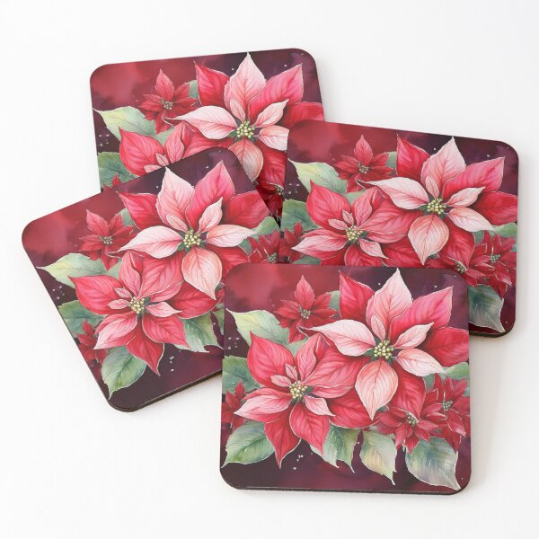 Item preview, poinsettia on a red background designed and sold by Valentina-V.