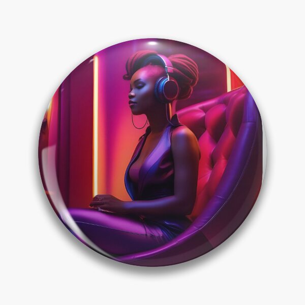 Item preview, Neonpunk woman with headphones designed and sold by Cookbeat.