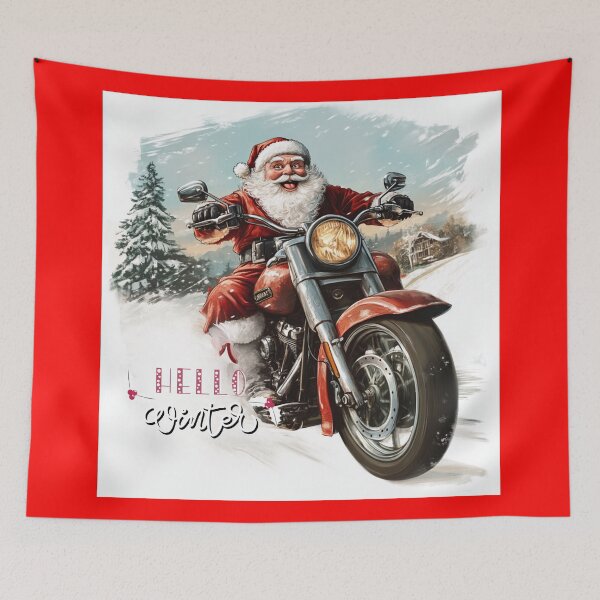 Item preview,  Santa Claus Riding a Motorcycle in the Snow designed and sold by Cris888.