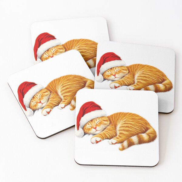 Item preview, Cute Christmas Sleeping Santa Cat designed and sold by CoolMantras.