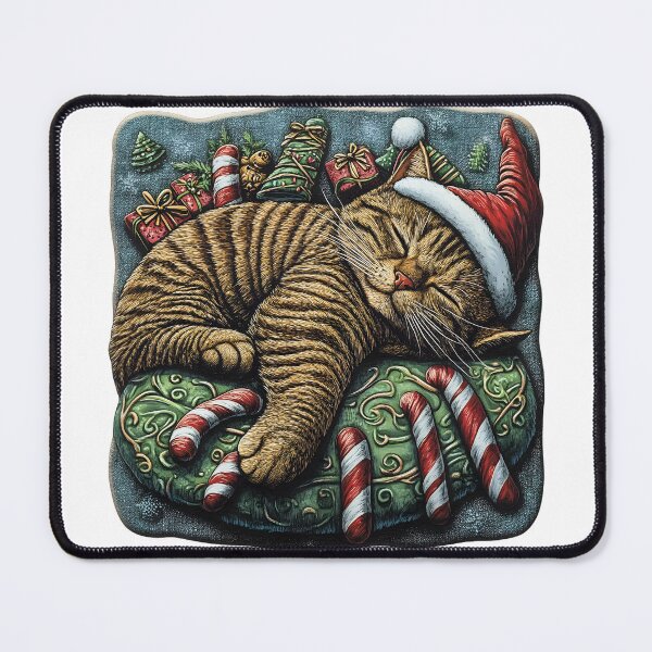 Item preview, Cute Christmas Sleeping Santa Cat designed and sold by CoolMantras.
