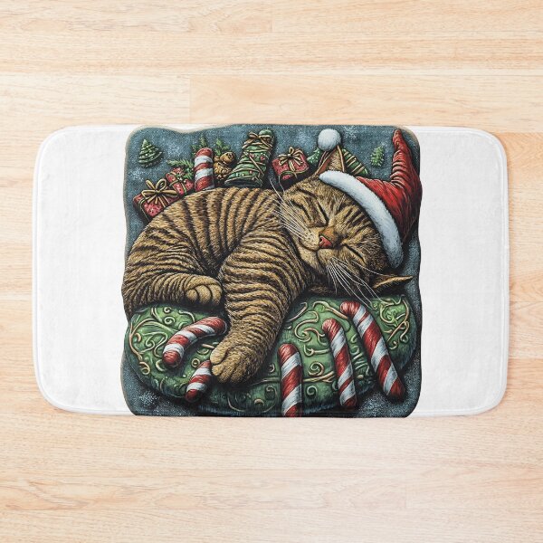 Item preview, Cute Christmas Sleeping Santa Cat designed and sold by CoolMantras.