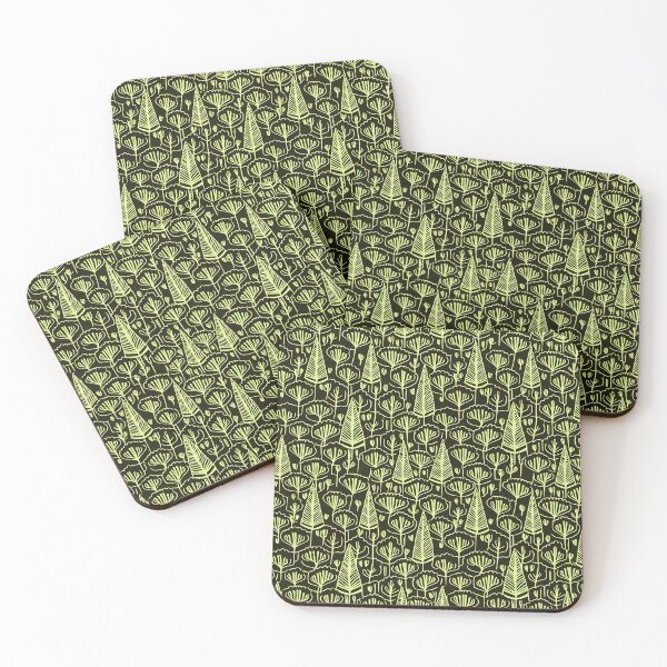 Item preview, Beautiful, winter, dense forest/ black background and yellow. designed and sold by My-fake-places.