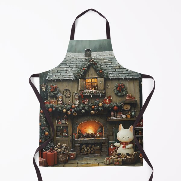 Item preview, Cozy Christmas Cottage with Holiday Kitty designed and sold by keomany.