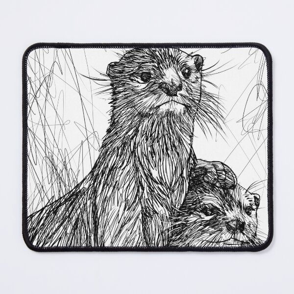 Item preview, TWO OTTERS ink portrait designed and sold by lautir.