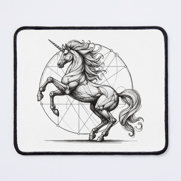 Item preview, Vitruvian Unicorn Sketch Drawing Gift designed and sold by Pineapple-Tree.
